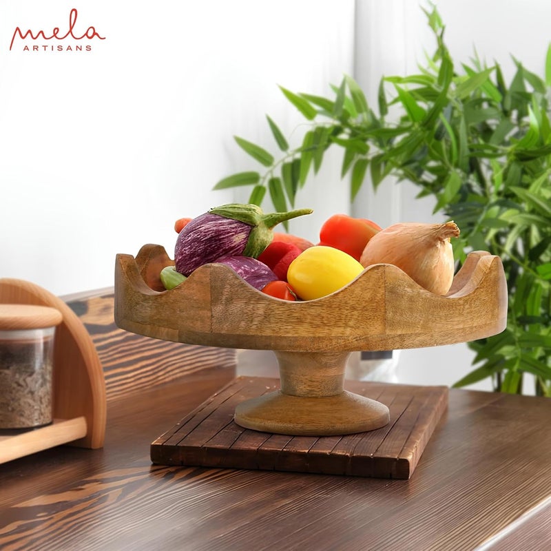 Mela Artisans Wooden Multipurpose Cake Stand Table Centerpiece Decorative Riser Cake Stand Snack Tray Dessert Display Candle Holder Jewelry Dish Farmhouse Kitchen  Living Room Dcor 12x4 - Image 5