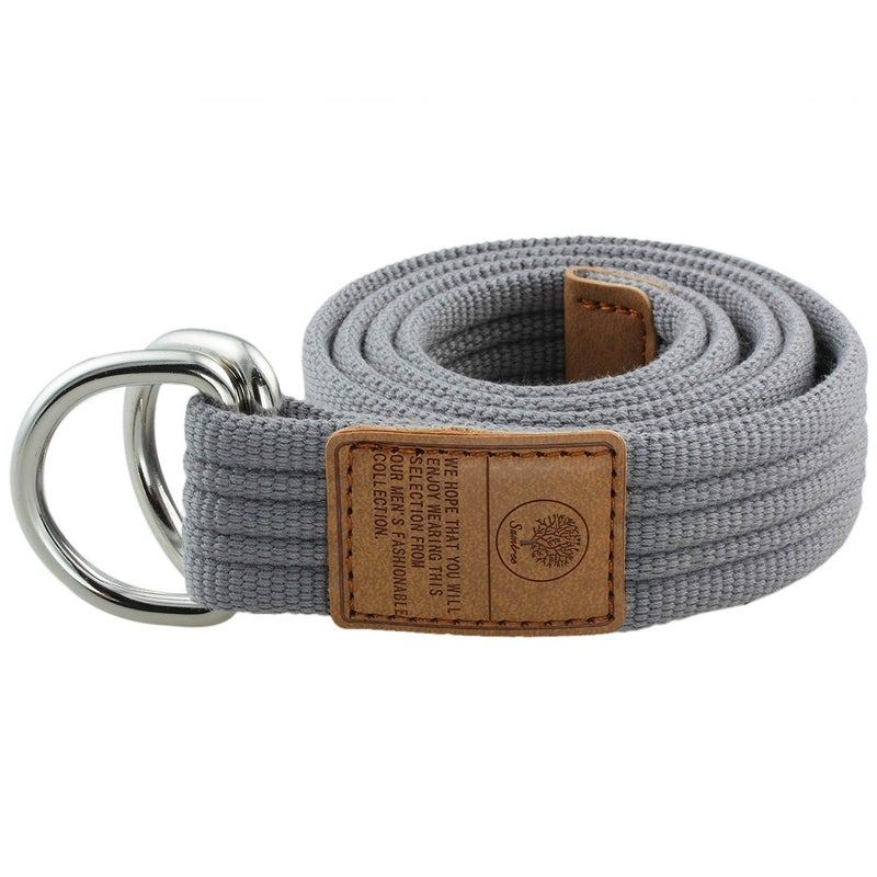 moonsix Canvas Web Belts for Men, Military Style D-ring Buckle Men's Belt, Grey - Image 1