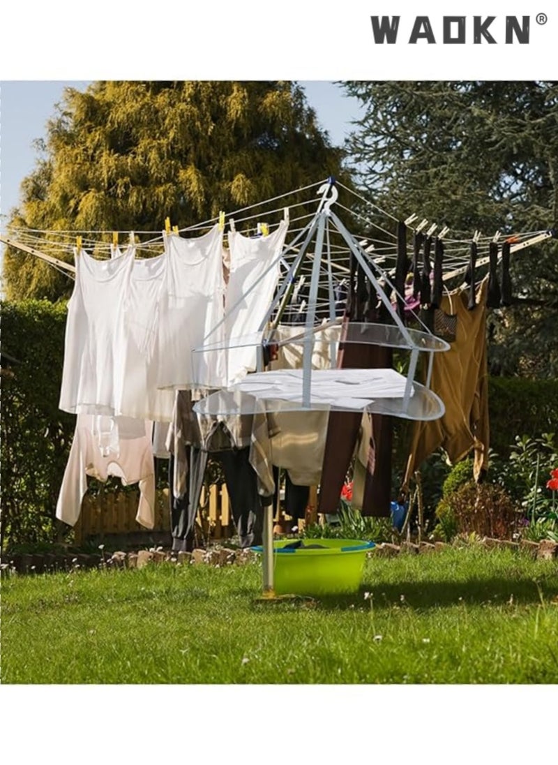 WAOKN - 2 Pcs Folding Hanging Dryer for Sweater, Delicates, Swimsuit, T-Shirt - Windproof Design of 2-Tier Mesh Drying Surface with Fixing Band - Sturdy - Image 1