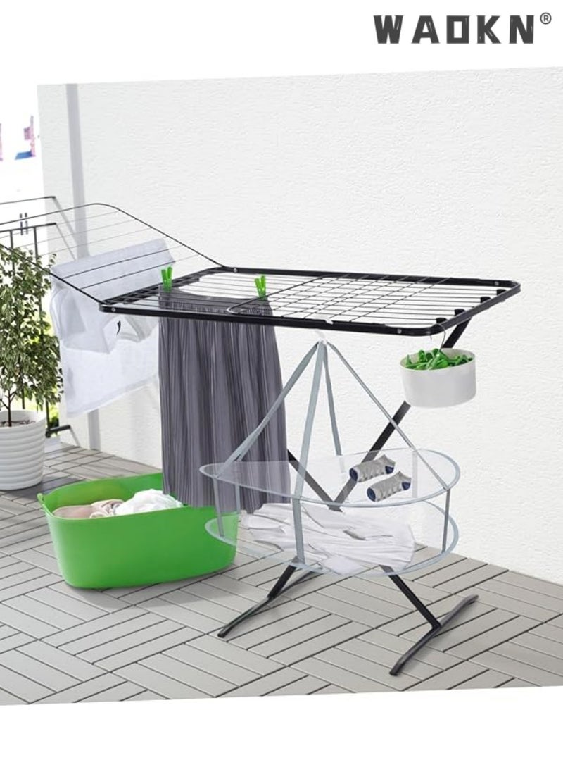 WAOKN - 2 Pcs Folding Hanging Dryer for Sweater, Delicates, Swimsuit, T-Shirt - Windproof Design of 2-Tier Mesh Drying Surface with Fixing Band - Sturdy - Image 1