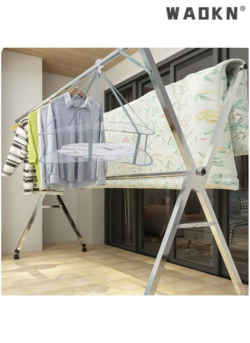 WAOKN - 2 Pcs Folding Hanging Dryer for Sweater, Delicates, Swimsuit, T-Shirt - Windproof Design of 2-Tier Mesh Drying Surface with Fixing Band - Sturdy - Image 1
