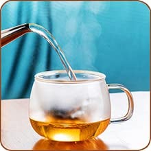 BEING CART BEING CART 13 Ounce Tea Cups Kits Loose TeaLeaf Brewing System Thickened Glass Cups with Tea Infuser Basket and Lid Simple Filtration Teacups Great for Family Daily C Shape Lid  - Image 5