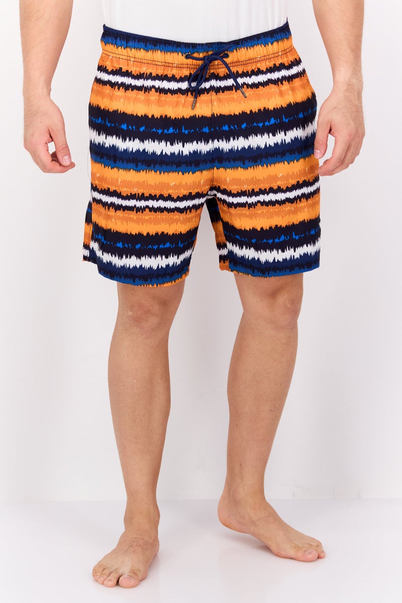 Beach Bros Men Acid Stripe Beach Shorts, Navy Combo - Image 1