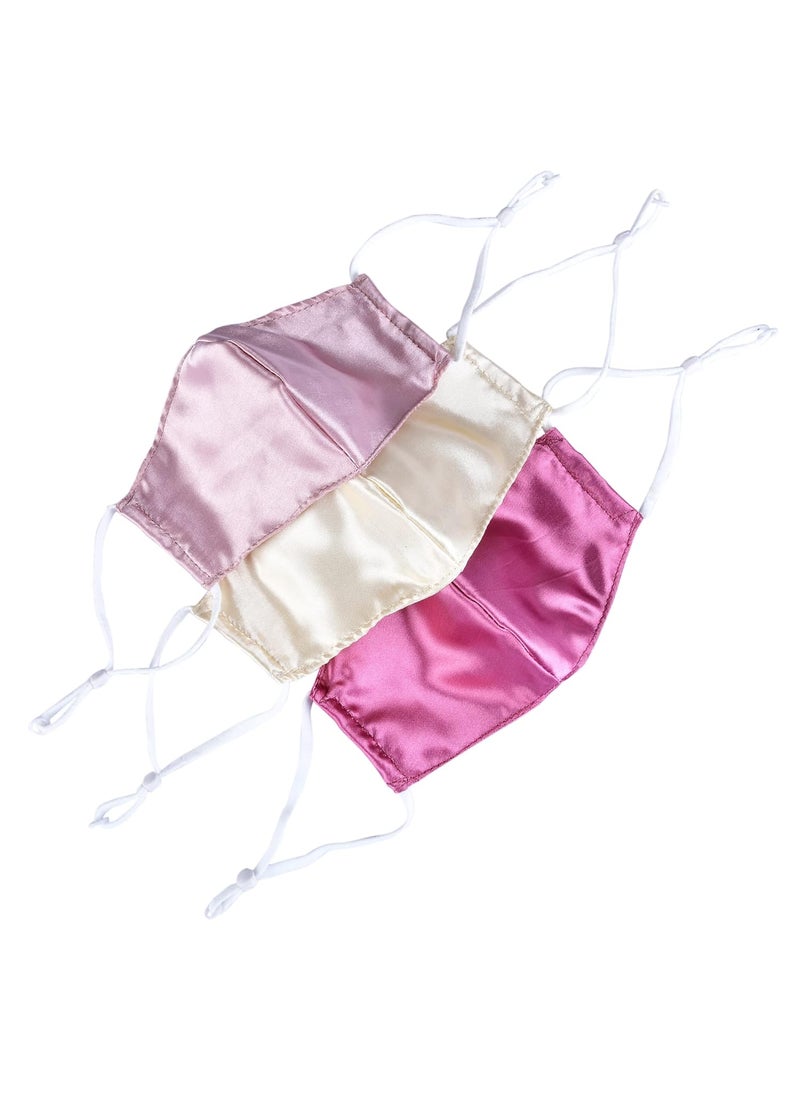 NNR NNR Satin Silk Face Mask With Soft Elastic For Kids Girls Pack Of 3 PcsMulticolor  - Image 1