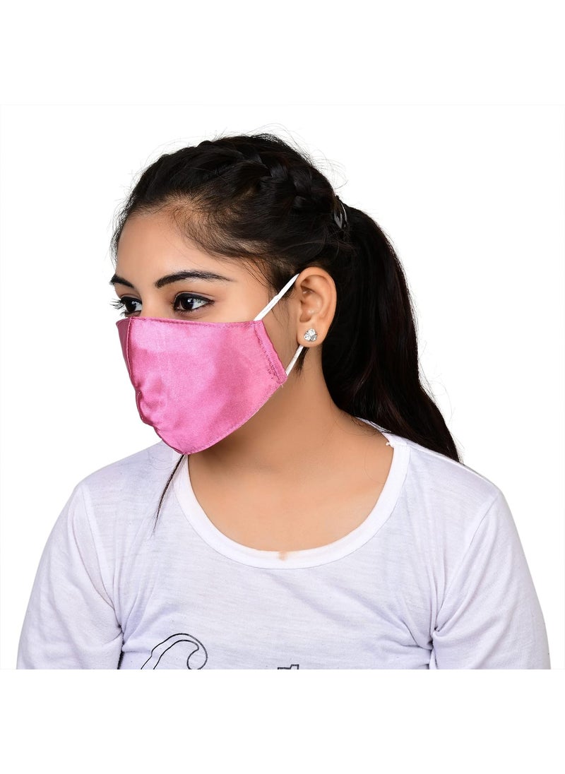 NNR NNR Satin Silk Face Mask With Soft Elastic For Kids Girls Pack Of 3 PcsMulticolor  - Image 3