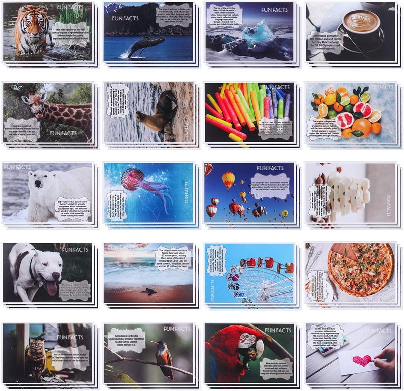 كلاراكو مجموعة كلاركو، 60 قطعة، حقائق ممتعة، مناظر طبيعية موسمية، بطاقات بريدية، حيوانات متنوعة، فواكه، أماكن خلابة، بطاقات بريدية موضوعية، بطاقات بريدية مضحكة لمعلم الأطفال، 4 × 6 بوصات (حقائق ممتعة) - Image 1