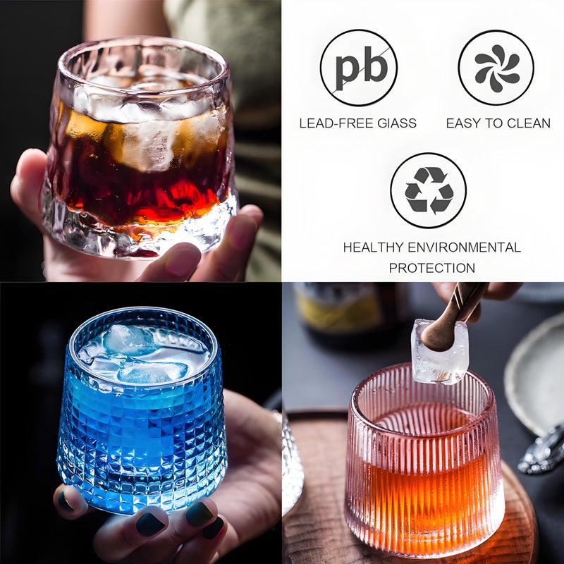 RareCi Flat bottom Crystal Whiskey Glasses, Small 5OZ Scotch Glasses Set of 3, Old Fashioned Glasses,Heavy Bottom Rocks Glasses for Drinking Bourbon, Rock,Cocktailsï¼ˆSmall Sizeï¼‰ - Image 2