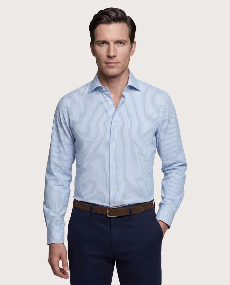 كاميتشسما Striped Poplin Non Iron Shirt