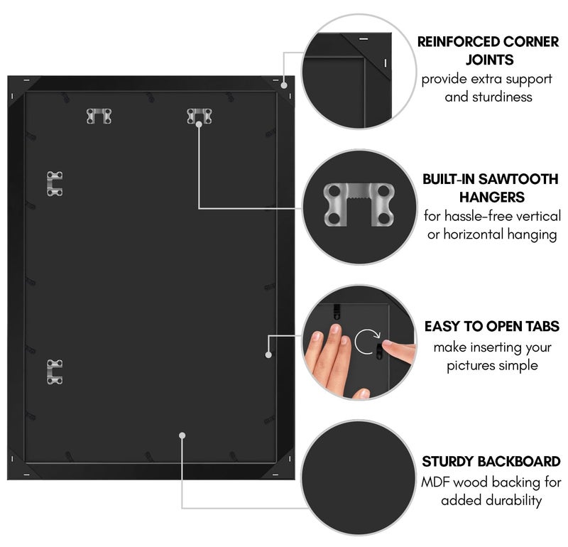 Americanflat 20x30 Poster Frame with Polished Plexiglass - Black Picture Frame - Wide Photo Frames Made of Engineered Wood for Vertical or Horizontal Wall Display - Epic Collection - Black - Image 5
