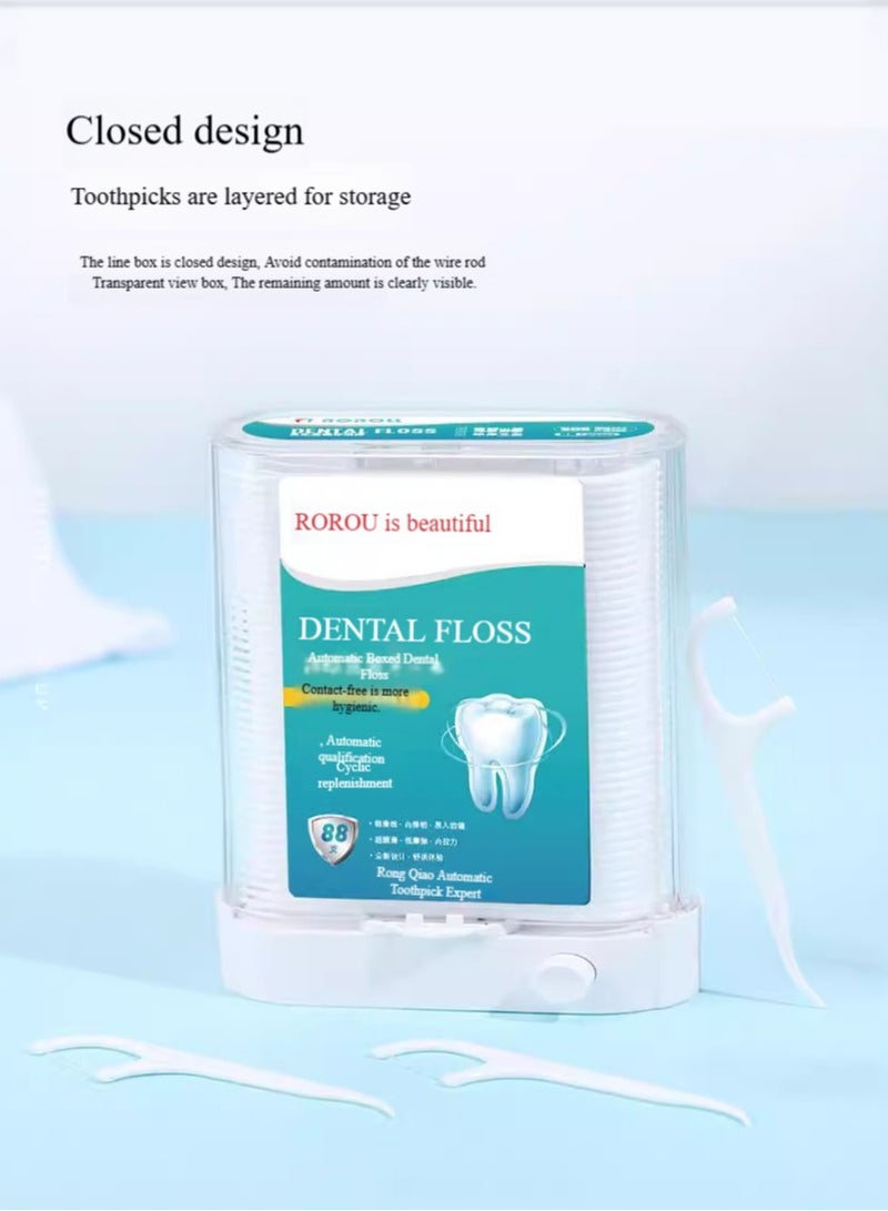 Roroll Floss Stick, Dental Floss Stick for Adults, Smart Automatic Floss Box, Refillable Automatic Ejection Box, 88 Pcs - Image 2