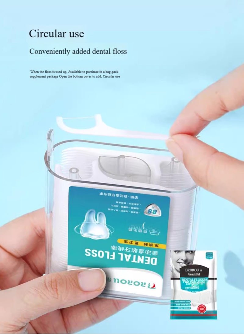Roroll Floss Stick, Dental Floss Stick for Adults, Smart Automatic Floss Box, Refillable Automatic Ejection Box, 88 Pcs - Image 3