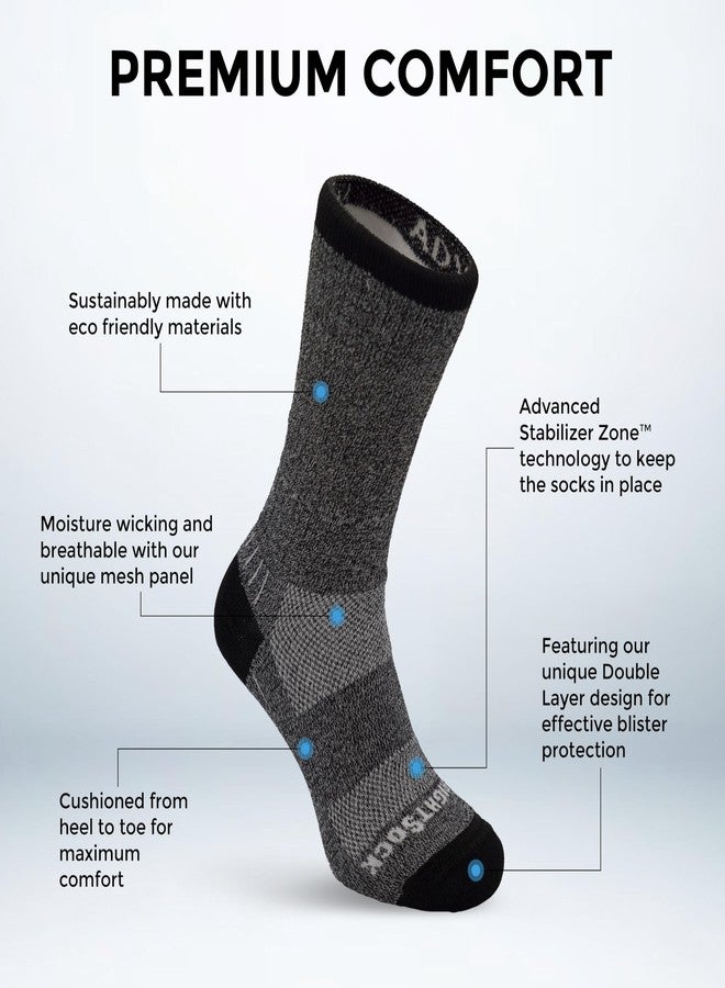 Wrightsock Unisex Adventure Crew Socks, Brown/Teal Stripe, Large - Image 2