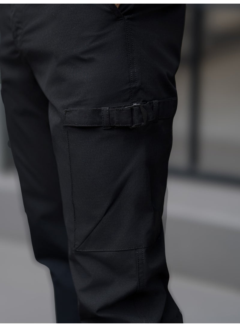 Maniac Mens Solid Black Submarine Cargo Bukl Pocket - Image 2