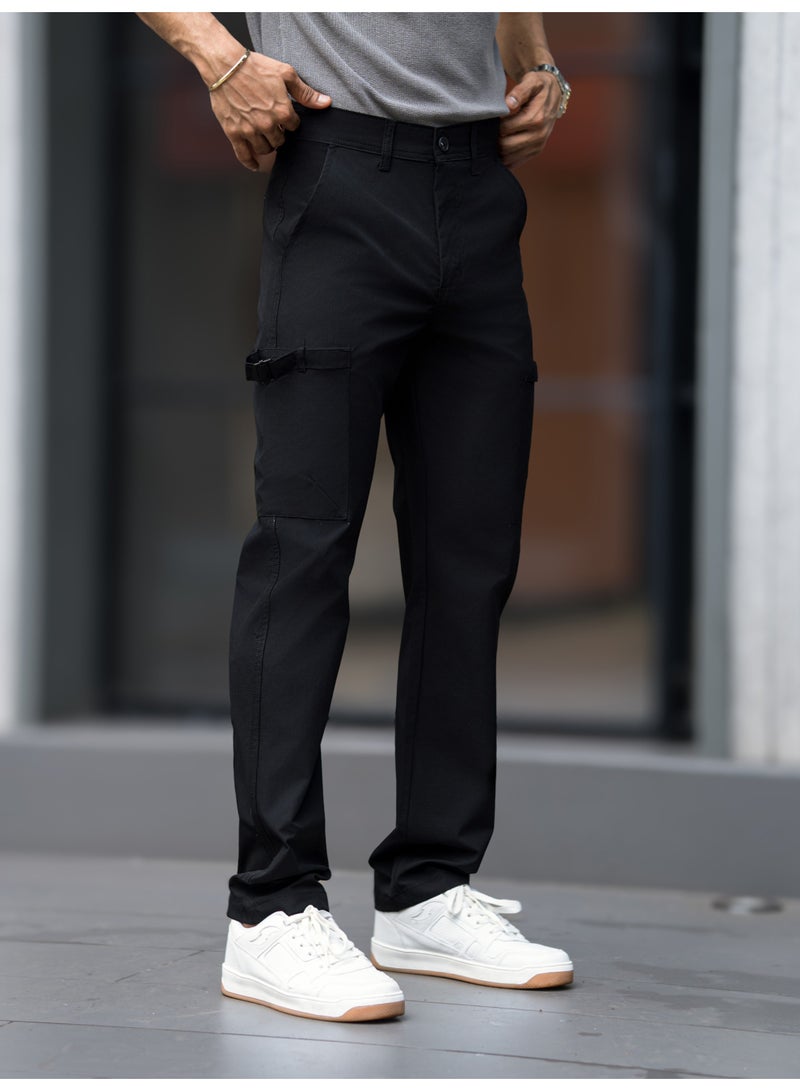 Maniac Mens Solid Black Submarine Cargo Bukl Pocket - Image 3