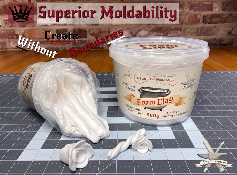 The Foamory Moldable Cosplay Foam Clay (300g White) High Density Air Dry Clay, EVA Foam Sands Paints Easily, Non-Toxic Safe for Kids, Adults & Crafts - Image 2