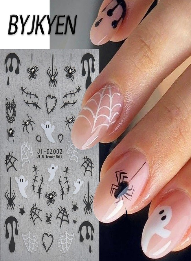 BYJKYEN Spider Ghost Nail Stickers for Nail Art, Halloween Cute Spider Web Crystal Diamond Spider Design Nail Decals 3D Self-Adhesive Halloween Nail Art Stickers Holiday Nail Decoration for Women 6Sheets - Image 5
