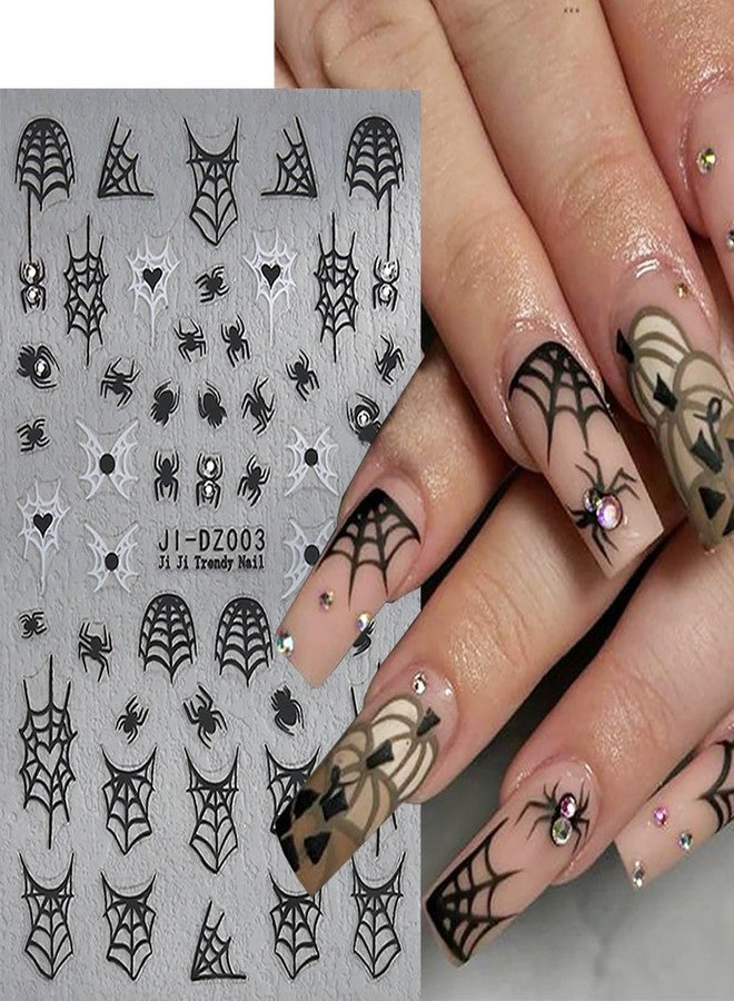BYJKYEN Spider Ghost Nail Stickers for Nail Art, Halloween Cute Spider Web Crystal Diamond Spider Design Nail Decals 3D Self-Adhesive Halloween Nail Art Stickers Holiday Nail Decoration for Women 6Sheets - Image 4