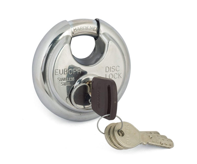 Europa Stainless Steel Disc Padlock Twin Pack (P370SSTW) | Heavy Duty Anti-Cut Security Locks with Keys | Durable Corrosion-Resistant Lock for Gates, Shutters, Lockers, Storage & Outdoor Use - Image 2