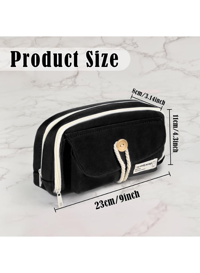 LODROC Multi-Layer Functional Pencil Case with Hemp Rope, 4 Compartments Multipurpose Portable Stationery Organizer, Cute Design School Pencil Bag for Teens, Ideal for School Office Supplies Storage - Image 4