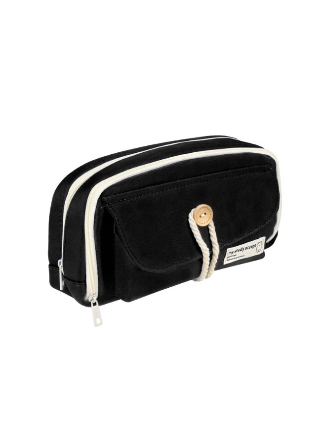 LODROC Multi-Layer Functional Pencil Case with Hemp Rope, 4 Compartments Multipurpose Portable Stationery Organizer, Cute Design School Pencil Bag for Teens, Ideal for School Office Supplies Storage - Image 1