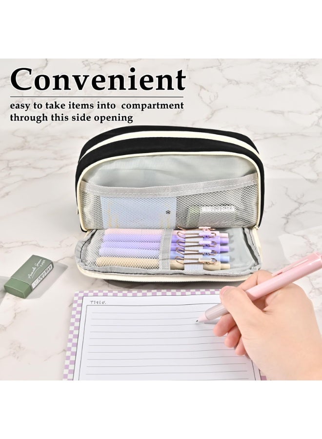 LODROC Multi-Layer Functional Pencil Case with Hemp Rope, 4 Compartments Multipurpose Portable Stationery Organizer, Cute Design School Pencil Bag for Teens, Ideal for School Office Supplies Storage - Image 2
