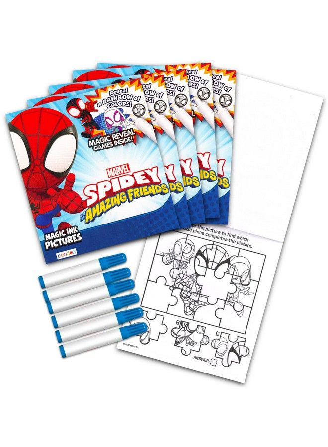 Bendon Spidey And His Amazing Friends Imagine Ink Coloring Book Set For Kids 6 Pack Nomess Magic Ink Coloring Books Featuring Spiderman With Rexman Stickers And Door Hanger (Spidey Party Favors Bundle) - Image 3