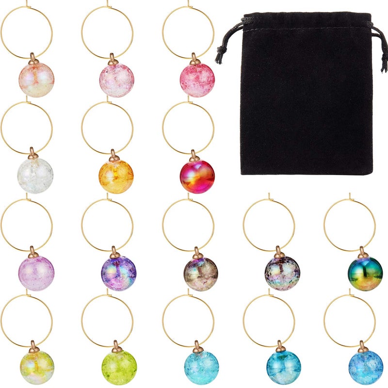 WILLBOND WILLBOND 16 Pcs Christmas Wine Glass Charms for Stem Glasses Funny Wine Charm Markers Drink Tags Reusable for New Year Holiday Tasting Party Favors Christmas Gift Supplies(Bright Style)  - Image 1