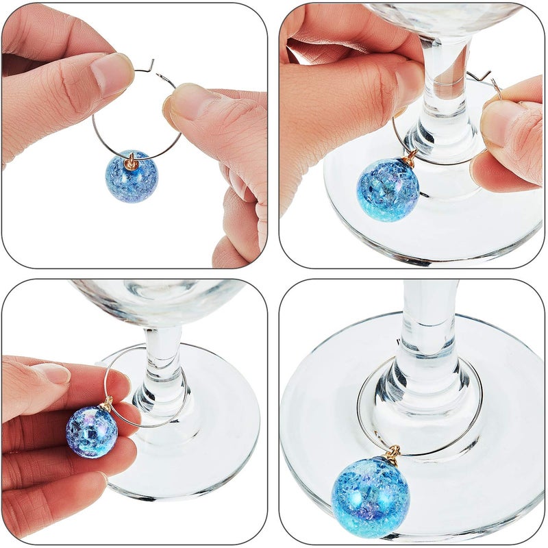 WILLBOND WILLBOND 16 Pcs Christmas Wine Glass Charms for Stem Glasses Funny Wine Charm Markers Drink Tags Reusable for New Year Holiday Tasting Party Favors Christmas Gift Supplies(Bright Style)  - Image 5