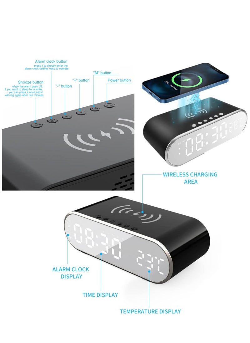 oem - Digital Alarm Clock with Wireless Charger and Bluetooth Speaker - Image 1