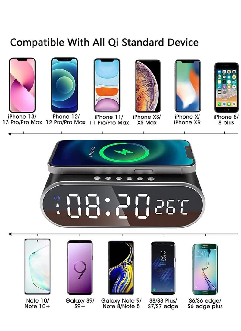 oem - Digital Alarm Clock with Wireless Charger and Bluetooth Speaker - Image 1