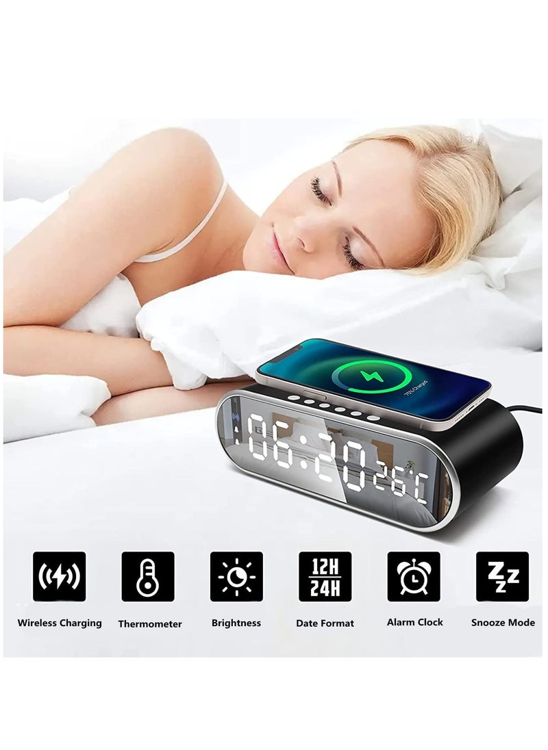 oem - Digital Alarm Clock with Wireless Charger and Bluetooth Speaker - Image 1