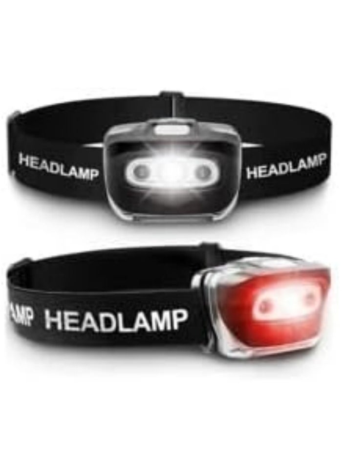 Generic 2Pack LED Headlamp - Outdoor Camping Head Lamps with Adjustable Headband - Lightweight Battery Powered Bright Flashlight Headlight with 7 Modes and Pivotable Head and Red Light  - Image 1