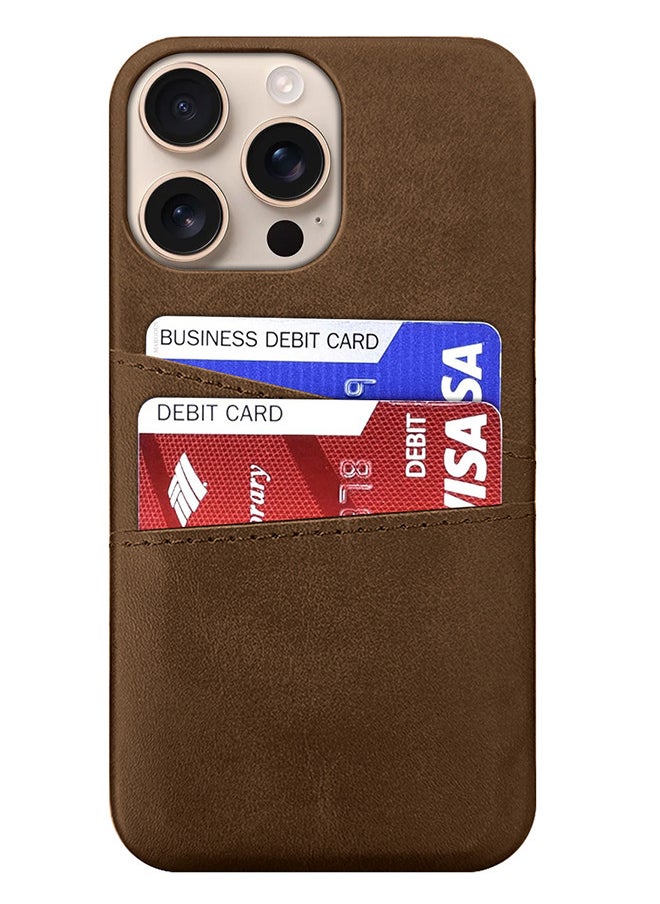 CATANES iPhone 16 Pro Max Case Cover Leather with Card Holder for Men Women Phone Case - Brown  - Image 5