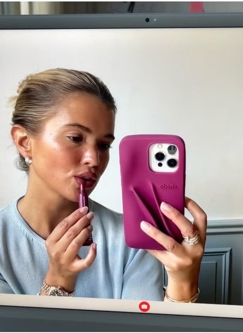 rhode - Phone Case Combo for iPhone 16 Pro Max – Peptide Lip Gloss + Stylish Salty Tan Silicone Case with Tote Bag & Stickers | All-in-One Gift Set for Girls & Women | Perfect for Birthdays, Holidays & Special Occasions – Complete Accessory Kit (Maroon) - Image 1