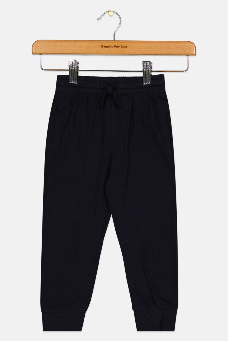 Fox Toddlers Boy Solid Drawstring Sweatpants, Dark Navy - Image 1