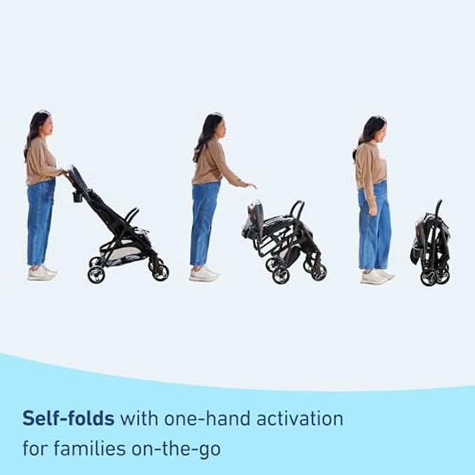 GRACO Ready2Jet Compact Stroller  Overhead Friendly Compact Travel Stroller With Automatic Fold, Lilac Mod - Image 5