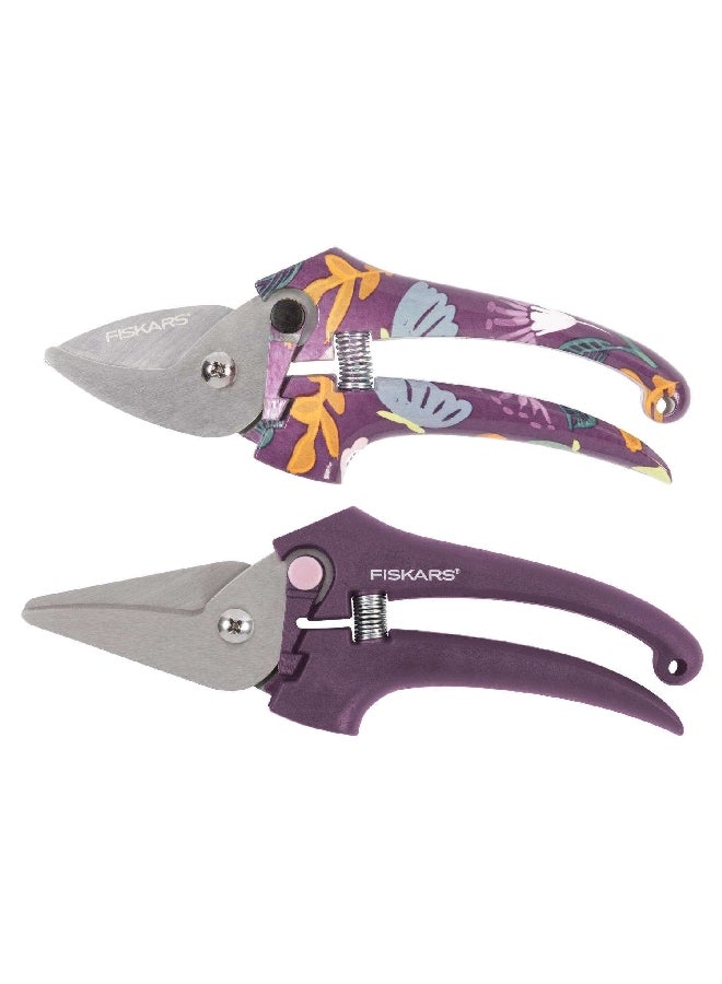 Fiskars 2-Piece Designer Soft Grip Handle Stainless Steel Pruner Set Assorted Color 10.63 x 7.5 x 0.7 cm 395810-1015 - Image 2