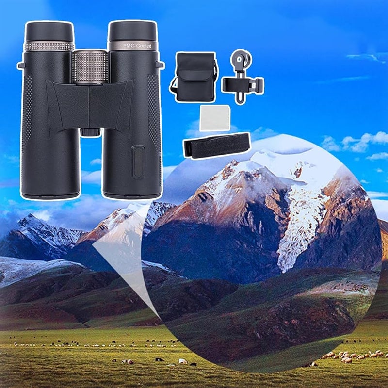 Black Compact Binoculars 12X Magnification HD Waterproof for Bird Watching Hunting Travel - Image 4