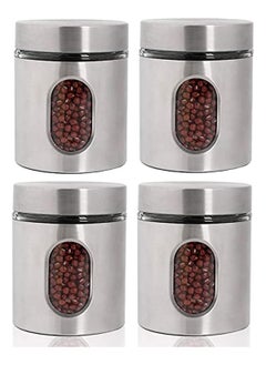 TOMSHOO Stainless Steel Food Storage Canister Sets,Set of 4 Airtight Sugar Coffee Tea Candy Storage Jars 600ml  - Image 1