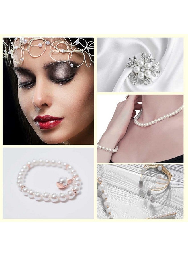 يونتوب 800 قطعة من خرزات اللؤلؤ الأبيض لصنع المجوهرات، طقم أساور اللؤلؤ، خرز فاصل فضفاض للأساور والقلائد والحرف اليدوية، 4 مم، 5 مم، 6 مم، 8 مم، 10 مم، خرز دائري للحرف اليدوية مع ثقب، لوازم تزيين المزهرية (أبيض) - Image 5