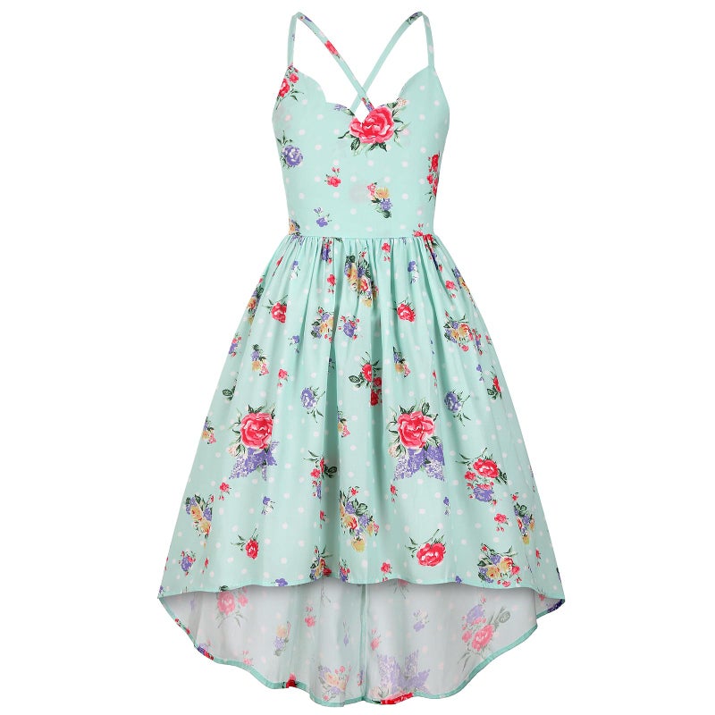 binboll Girls Dress Casual Clothes Above Knee Floral Printed Dresses Backless Summer DressesAgreen09910 Years