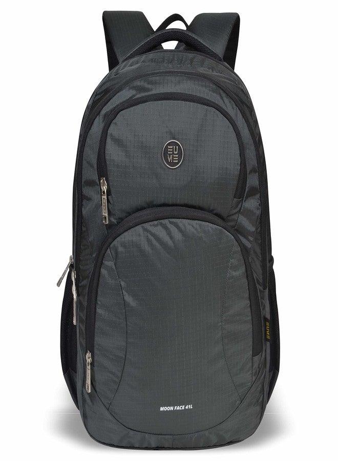 EUME Moon Face Nylon 41 LTR 3 Compartment Casual Backpack for Men and Women (Dark Grey) - Yellow Series - Image 1