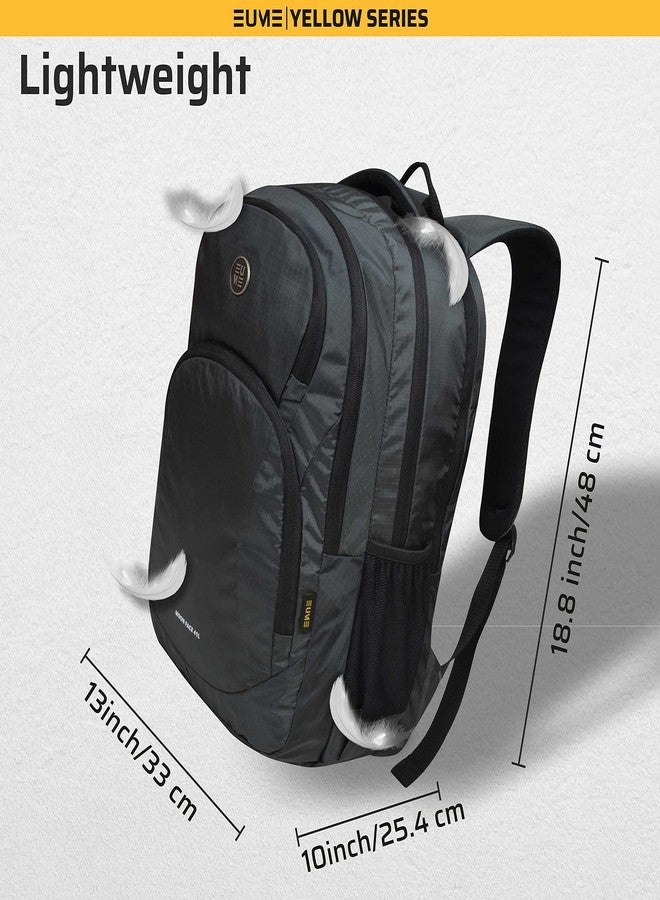 EUME Moon Face Nylon 41 LTR 3 Compartment Casual Backpack for Men and Women (Dark Grey) - Yellow Series - Image 3
