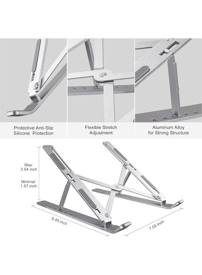 Aluminum laptop stand with 7 adjustable levels. Silver. - Image 3