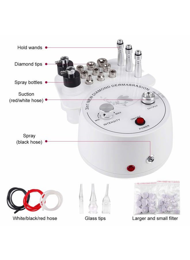 Yofuly Diamond Microdermabrasion Machine, Yofuly 3 in 1 Professional Microdermabrasion Machine with Vacuum Glass Tube and Spray Bottle for Home Use Skin Care - Image 2