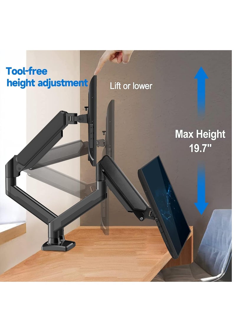 ELTRAZONE Dual Monitor Mount Stand, Adjustable Monitor Stand, Articulating Gas Spring Monitor Arm, Monitor Desk Mount with Clamp and Grommet Base - Fits 13 to 32 Inch Computer Monitors  - Image 4