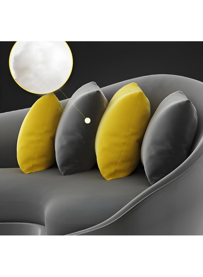 Comfynest Comfynest Contemporary Velvet Solid Color Curved Slope Arm Sofa - Grey, 170.18 x 96.52 x 85.09 cm  - Image 4