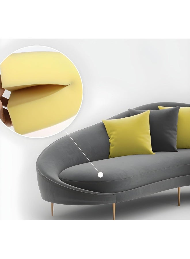 Comfynest Comfynest Contemporary Velvet Solid Color Curved Slope Arm Sofa - Grey, 170.18 x 96.52 x 85.09 cm  - Image 5