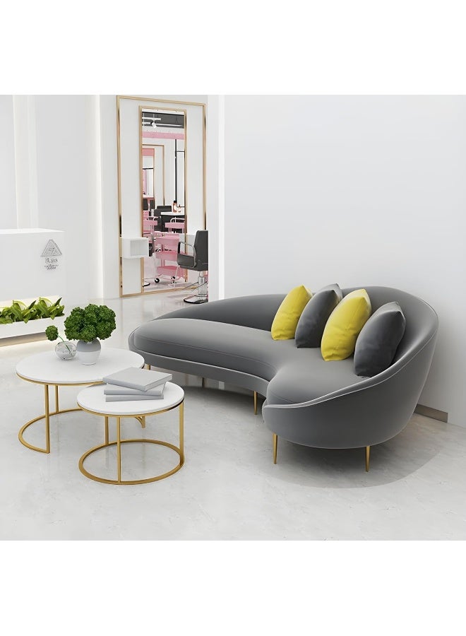 Comfynest Comfynest Contemporary Velvet Solid Color Curved Slope Arm Sofa - Grey, 170.18 x 96.52 x 85.09 cm  - Image 2