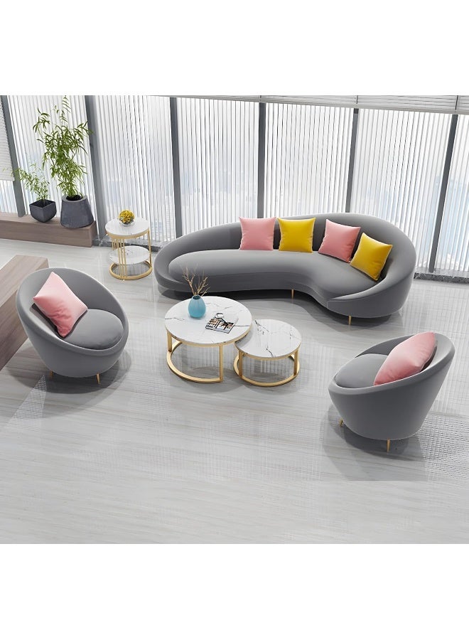 Comfynest Comfynest Contemporary Velvet Solid Color Curved Slope Arm Sofa - Grey, 170.18 x 96.52 x 85.09 cm  - Image 3